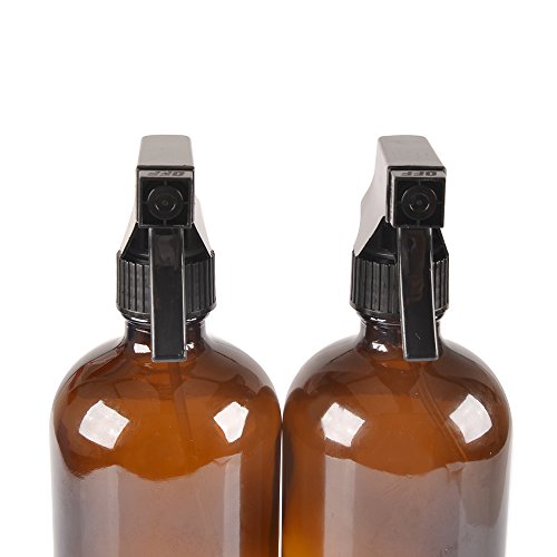 image for StarSide Two Amber Glass Spray Bottle Bottles with Black Trigger Spray