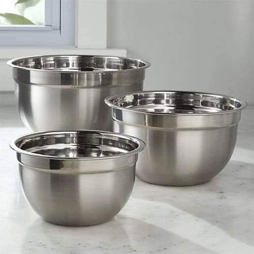 Set of 3 Professional Stainless Steel German Mixing Bowls. Amazon.co