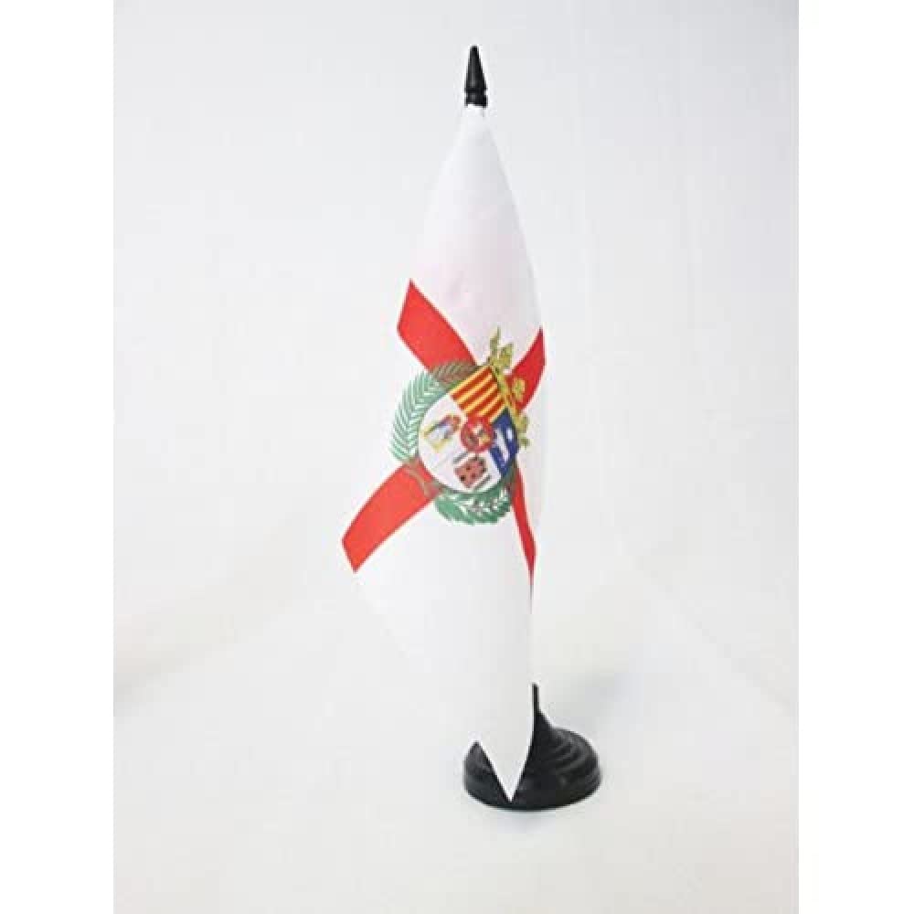 AZ FLAG Province of Huesca Table Flag 5'' x 8'' - Huesca Office Decoration 100% Polyester 21 x 14 cm - Mini Desk Flag with Pole and Black Plastic Base