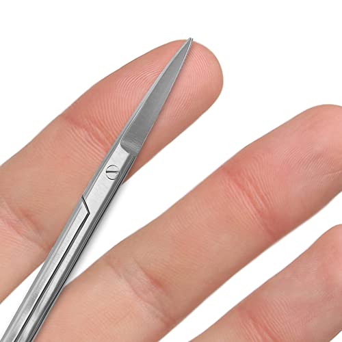 Tungsten Carbide Iris Lab Scissors, 4.5”, Straight Gold Finger Ring