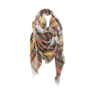 Jacyren Dames sjaal geruite sjaal geruit warme wintersjaal herfstsjaal dekensjaal geruit tartan strepen plaid patroon…