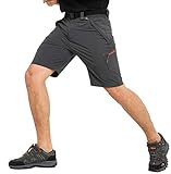 MIER Men’s Quick Dry Nylon Cargo Shorts Lightweight Hiking Shorts with Zipper Pockets, Partial Elastic Waist, Water Resistant