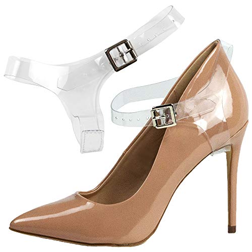 Eliza May Detachable Shoe Straps ShooStraps - to Hold Loose high Heeled Shoes, Wedges and Flats (Transparent Full)