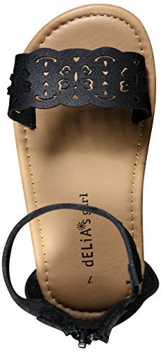 dELiA*s Girls Gladiator Style Sandals with Metallic Perforated Butterfly Details, Black, Size 5 M US Toddler' - Thumbnail 2