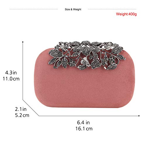Fawziya Flower Purse With Rhinestones Velvet Clutch Evening Bags-Pink Blush