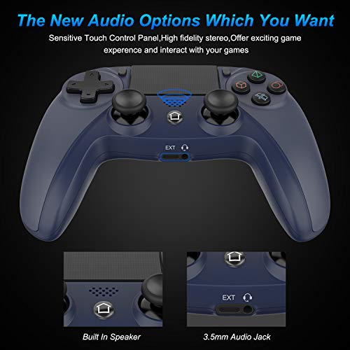 Medvoe Wireless Game Controller for PS4, Built-in Speaker/Gyro/Motor Joystick Remote Gamepad for Playstation 4/Slim/Pro Console - Midnight Blue