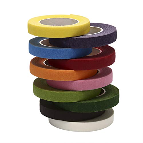 Floral Tape - MeiMeiDa 10 Rolls Flower Adhesives Stem Wrap for Florist Making Beautiful Bouquet Arrangement, Wedding Wreath and Other DIY Crafts, 0.47 Inch x 30 Yard Each Roll, Multicolored - Thumbnail 3