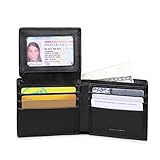 AECCEZ Men's RFID Blocking Genuine Leather Wallet - Excellent Travel Bifold - ID Credit Card Protector - RFID Blocking Wallets for Men AE112 Black