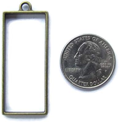 5 Bronze Rectangle Open Bezels for Resin, Open Back Bezel Pendant Blanks for Jewelry Making