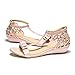Women T-strap Bow-knot Open Toe Ankle Strap with Hollow out Demi Wedge Heel Sandals