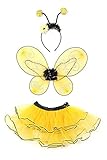 Yellow Toddler Girl Bumble Bee Wings Tutu Costume Dress Up Set 1-4T