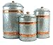 Well Pack Box Galvanized Canisters Farmhouse Rustic Metal Set 3 Flour Sugar Container Canister Kitchen Double Copper Band