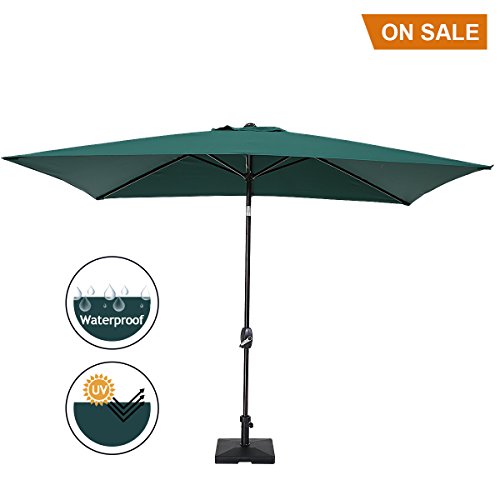 Sumbel Rectangular Patio Umbrella Outdoor Market Table Umbrella With Push Button Tilt And Crank 6 6 By 10 Ft Green Buy Online In India At Desertcart