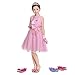 Princess Accessory Dress Up Set,Shoes Necklace Earrings and Tiara Set,Fashion Beauty Set for Girls (Pur)