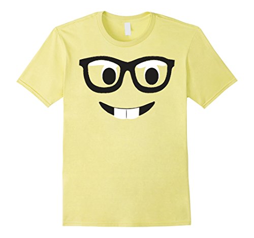 Men's Emoji Shirt Costume Buck Teeth Emoji Nerd Glasses Yellow 2XL Lemon