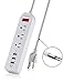 ❤ HITRENDS Power Strip 3 AC Outlets with 3 USB Charging Ports Extension Cord 1250W/10A for iPhone 7 6 6S Plus iPad Samsung HTC LG Tablets Laptop (6ft, White)