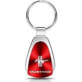 AU-TOMOTIVE GOLD, INC. Officially Licensed Red Teardrop Key Chain for Ford Mustang Tri-Bar