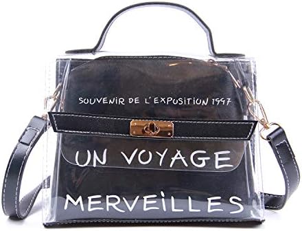 EVEOUT Women's Messenger Bag Mini Shoulder Bag, Transparent Tote Bag with Adjustable Shoulder Strap for Girl