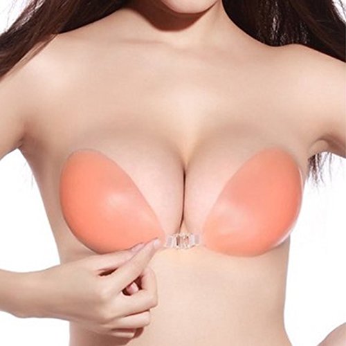 Breathable Strapless Self Adhesive Silicone Invisible Push-up Nipple Cover Nude Color