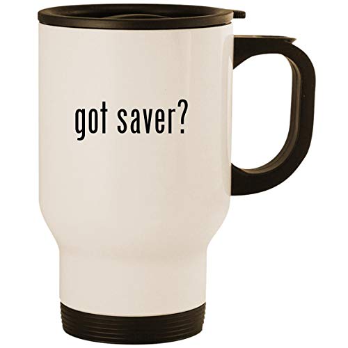 got saver? - Stainless Steel 14oz Road Ready Travel Mug, White
