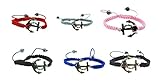 Braided Waxed Cord Macrame Woven Boat Nautical Navy Anchor Bracelet with Adjustable Knot