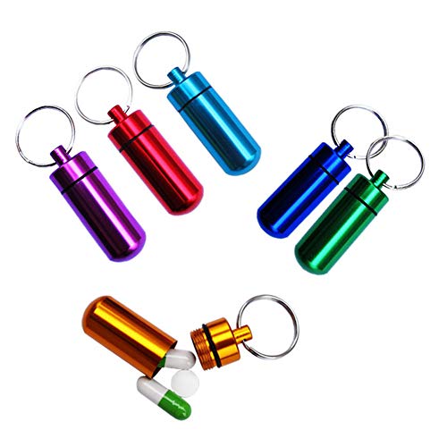 ink2055 EDC Medicine Box,Mini Waterproof Case EDC Outdoor Emergency Medicine Drug Box Tank with Keychain Purple - Thumbnail 2
