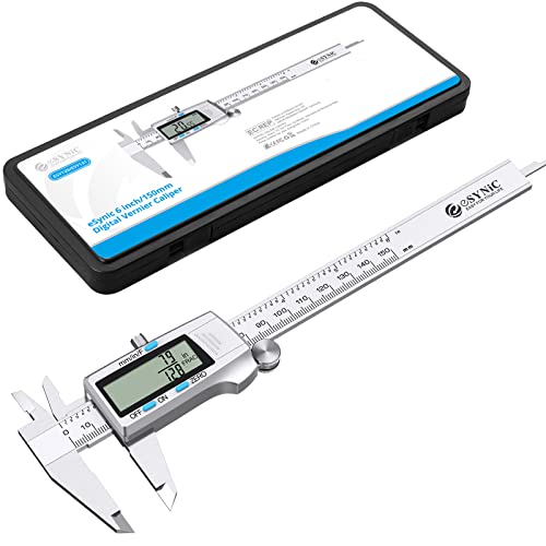 eSynic 150mm/6Inch Digital Caliper Stainless Steel Electronic Caliper Fractions/Inch/Metric