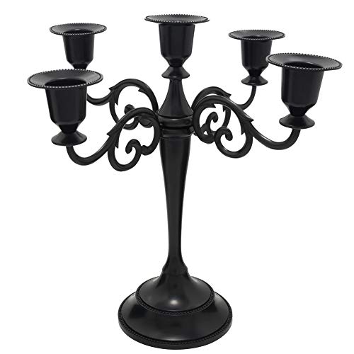 Viscacha Metal Candle Holder，5 Arms Pure Black Candle Holders for