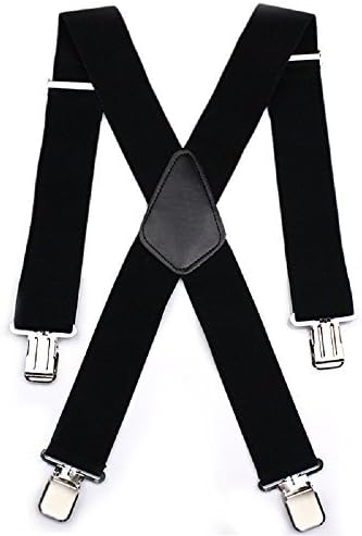 Aulola® Mens X Shape Braces Adjustable and Elastic Suspenders with A Very Strong Clips