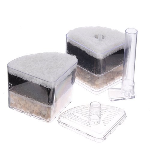 Water & Wood New 2 in 1 Underwater Air Driven Oxygen Releases Aquarium Fish Tank Pond Biochemical Stone Sponge Corner Filter