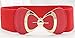 SportsWell Women's Elegant Bowknot Stretch Wide Belt Dress Decorative Waistband Red,One Size
