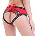 MEETYOO Women Sexy Crotchless Lace Backless Open Panty Sleep Night Lingerie Underwear Sex Costume Bow Tie - 2 Pack (L, Black&red-2pack)