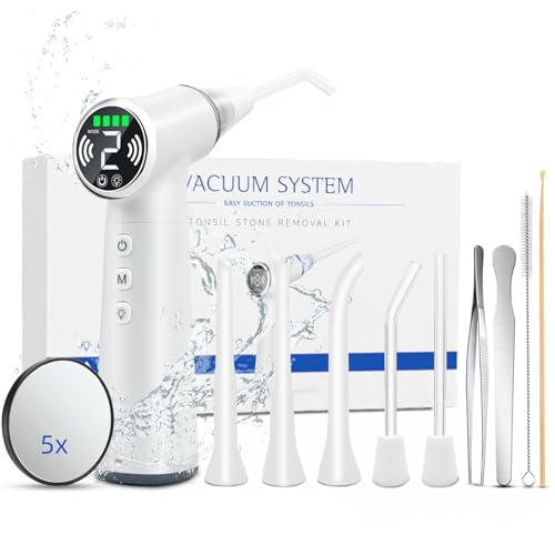 Vhipu Caseum Anti Caseum Amygdala Electric Vacuum Cleaner Kit with 800 mAh Battery, Caseum Pipette and 11 Accessories for Removing Tonsillar Calcula, Portable and Ideal for Home and Travel.