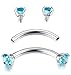 FIBO STEEL 5Pcs Stainless Steel 16G 10MM Bar Length Curved Barbell Eyebrow Piercing Jewelry