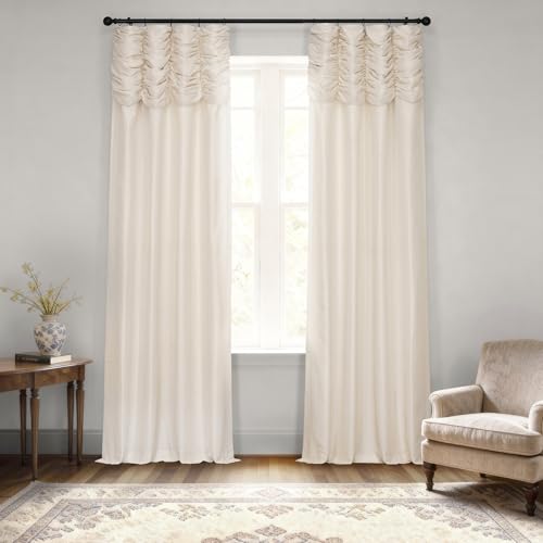 HPD Half Price Drapes PDCH-KBS2-108-RU - Cortinas de Seda sintética fruncidas para Sala de Estar, 1,27 x 274,3 cm (1 Panel), PDCH-KBS2-108-RU, Color Blanco Roto