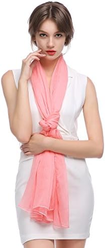 Womens Chiffon Embroidery Fashion Scarf Lightweight Shawl and Wraps Party Shawl Cover Solid Color Scarves