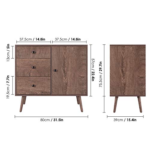 Homfa Wide Dresser With 3 Drawer Chest And 1 Side Cabinet 31l Inch End Table Nightstand File Storage Organizer Shelves Accent Wood Frame Home Office Light Wood Grain Pricepulse
