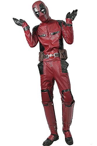 Dead Cosplay Pool Wade Costume Jumpsuit PU Outfit Adult Size