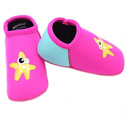 image for TANZKY Unisex Baby Infant Swim Shoes Water Shoes Beach Shoes (Rose Red