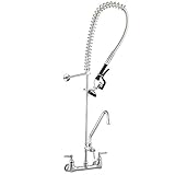 Aquaterior Chrome Double Handle Brass Pre-Rinse Commercial Wall-mount Faucet 12