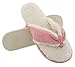 UltraIdeas Women's Comfort French Terry Plush Lining Memory Foam Spa Thong Flip Flops House Indoor Slippers (L /9-10 B(M) US, 2 Pairs - Beige & Pink)