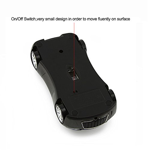 Usbkingdom 2.4GHz Cool Sport Car Shape Wireless Mouse Optical Cordless Mice with USB Receiver for PC Laptop Computer 1600DPI 3 Buttons Gray - Thumbnail 4
