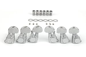 Demusea MAG-302 Guitar Machine Head 3L+3R 1:18 Sealed tuning key machine tuners tuning pegs string tuners for Electric or Acoustic guitars (Chrome, 3R+3L)