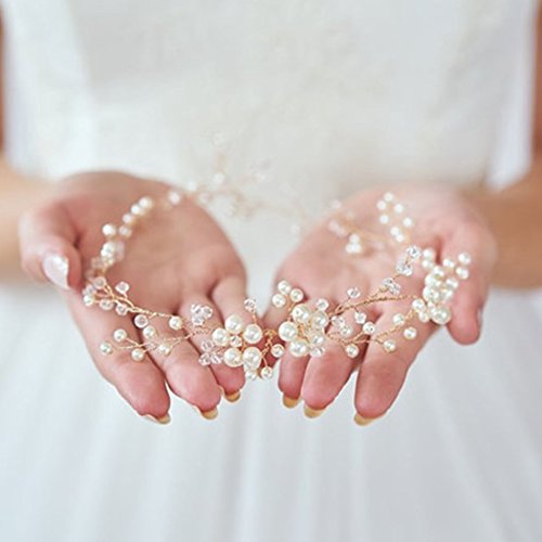 Barogirl Wedding Headband Gold Floral Hair Vine Crystal Hair Wreath Wedding Hair Accessories for the Brides and Bridesmaids BDT-11