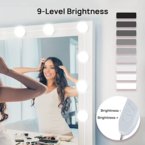 LED Vanity Lights For Mirror, Consciot Hollywood Style Vanity Lights With 10 Dimmable Bulbs