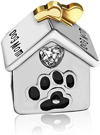 T50Jewelry Mom Dog House Charms Pet Paw Print Beads For Bracelets