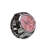 Start Unisex Men Women Couple Ring Watch Creative Elastic Stainless Steel Finger Watch (Red)