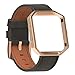 Austrake For Fitbit Blaze Bands Leather with Frame Small Large, Fitbit Blaze Band with Stainless Steel Buckle for Women Men (#6 Slate Gray Band + Rose Gold Buckle + Rose Gold Frame, Small(5.5