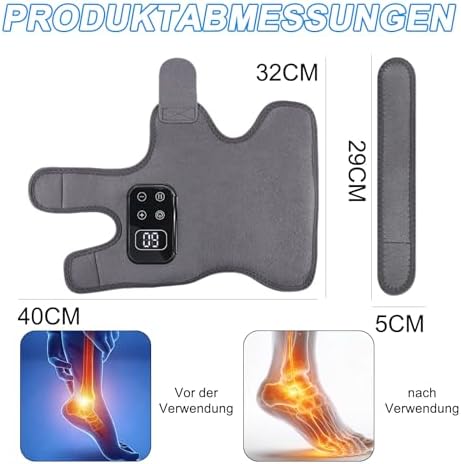 Fussmassagegerät, kabelloses elektrisches Fußmassagegerät für Schmerzlinderung & Durchblutung, 3-in-1 Triple Therapy Foot Massager mit 2000mAh Akku, 6 Heizstufen bis 65°C, Gesundheit Geschenk,grau