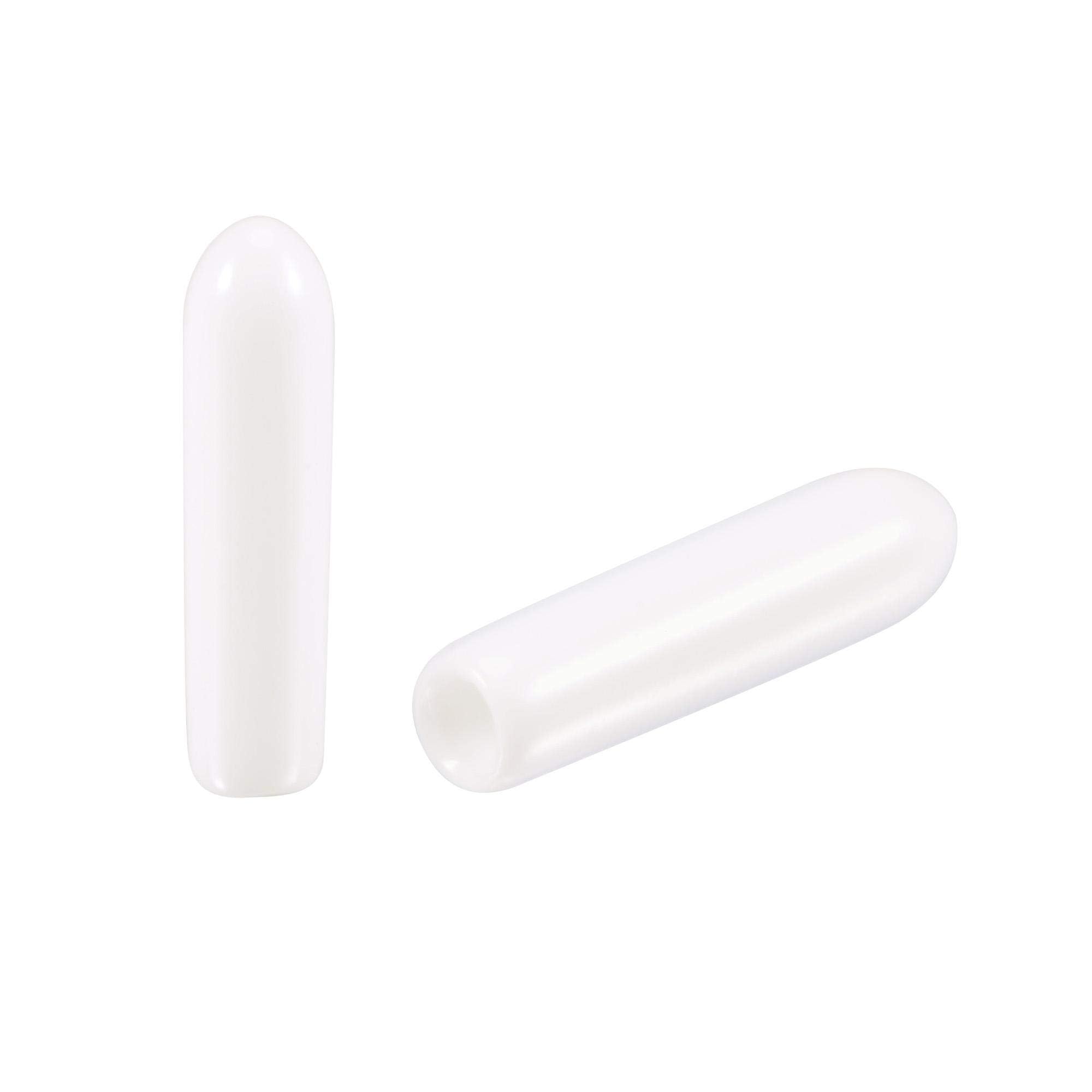 TA-VIGOR 200Pcs Rubber End Caps, 2mm ID Round Flexible Screw End Caps Thread Protectors, White Vinyl Bolt Covers Rubber Covers for Screws, Tubes, Cables, Wires, etc